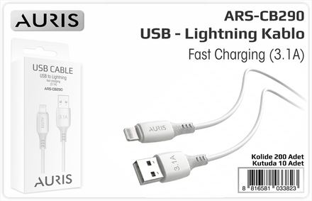Auris CB290 3.1A Lightning Usb Kablo